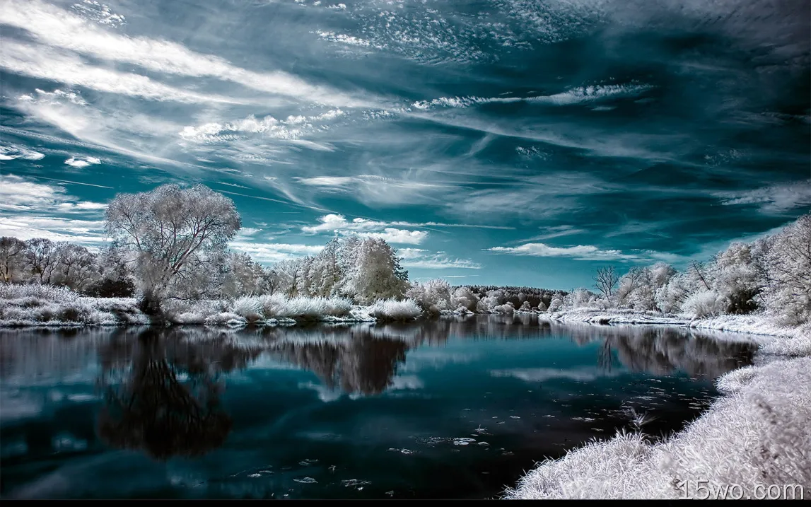 自然 倒影 水 天空 地球 艺术 冬季 高清壁纸