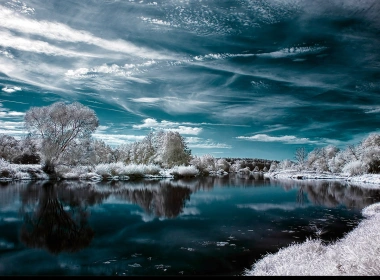 自然 倒影 水 天空 地球 艺术 冬季 高清壁纸 1920x1200