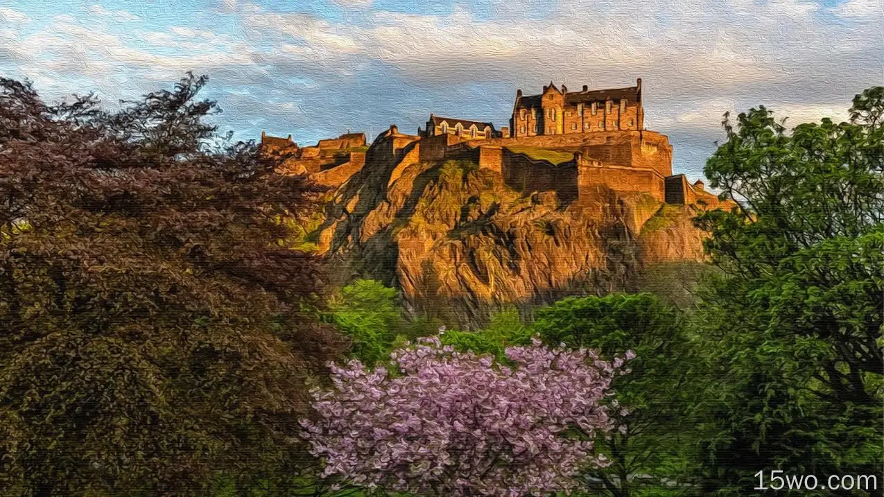 人造 Edinburgh Castle 城堡 英国 艺术 高清壁纸