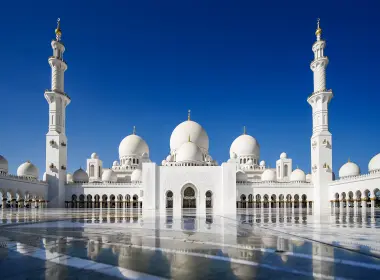 宗教 阿布扎比大清真寺 清真寺 天空 倒影 Abu Dhabi 阿拉伯联合酋长国 建筑 高清壁纸 5120x3413