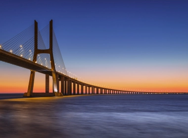 人造 瓦斯科达伽马大桥 桥 日落 Sea 葡萄牙 高清壁纸 3840x2160