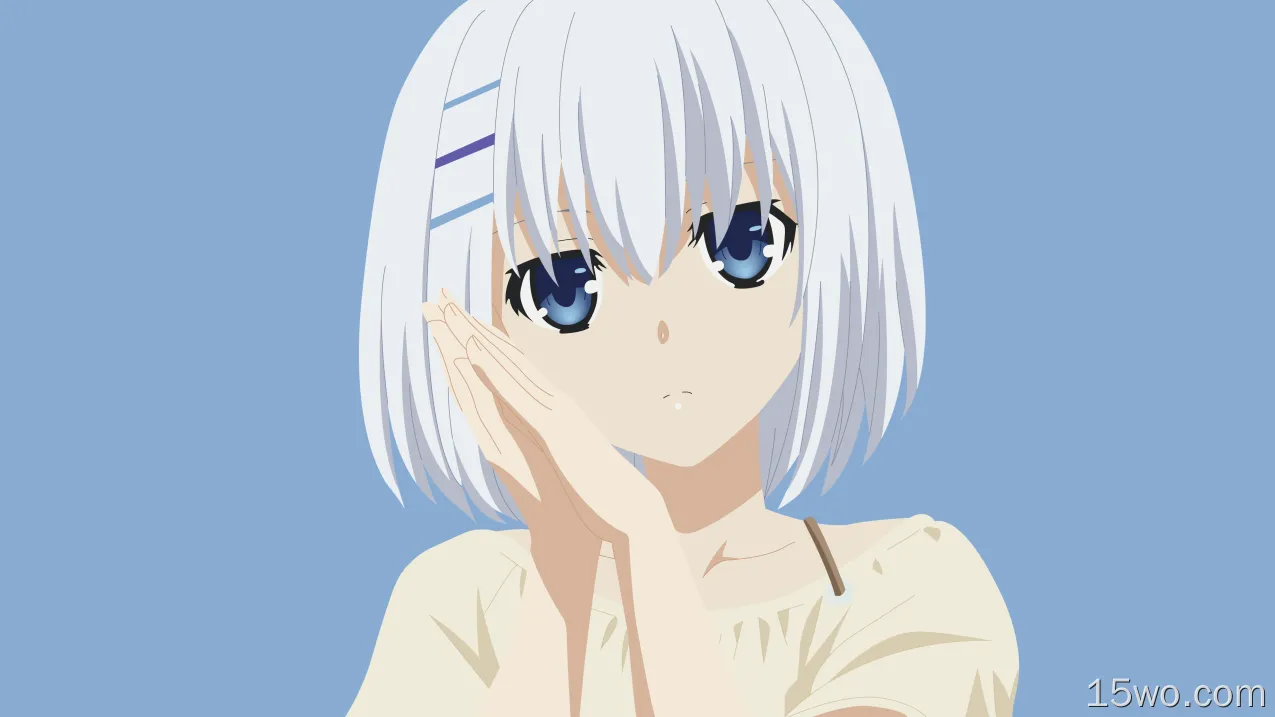 动漫 约会大作战 面容 White Hair Blue Eyes 女孩 Origami Tobiichi Short Hair 高清壁纸