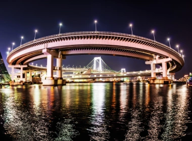 人造 Rainbow Bridge 桥 东京 日本 高清壁纸 5120x2880