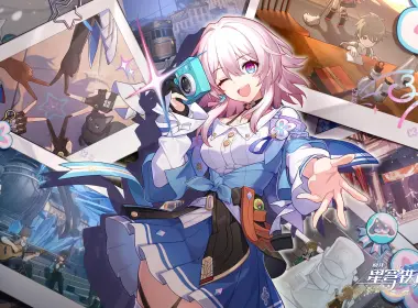 Honkai: Star Rail,San yue qi,March 7th (Honkai: Star Rail),wink,one eye closed,smiling,pink hair,camera,arms reaching,anime girls,open mouth,looking at viewer,multi-colored eyes,stars 2560x1600