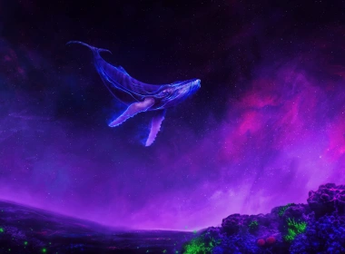 奇幻 鲸 奇幻动物 天空 紫色 高清壁纸 3840x2160