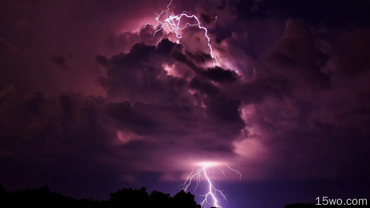 闪电，云，夜晚，自然的力量