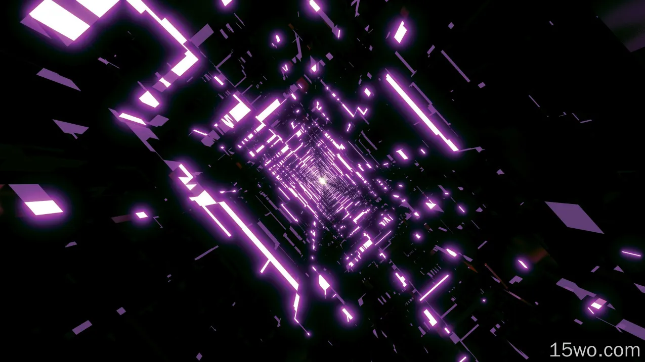 艺术 抽象 隧道 黑色 紫色 3D 数字艺术 方形 高清壁纸