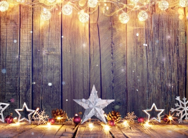 节日 圣诞节 素材 木质 星星 光 雪花 高清壁纸 3840x2160