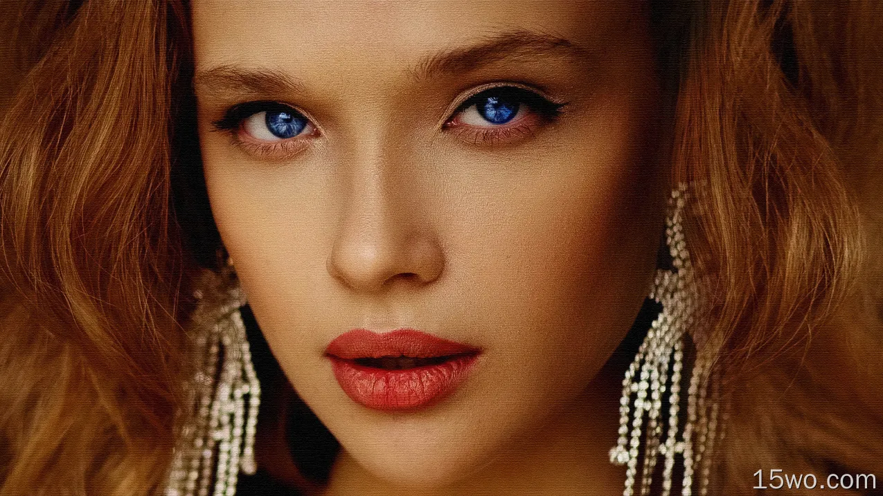 女性 面容 艺术 Woman Lipstick Blue Eyes 高清壁纸