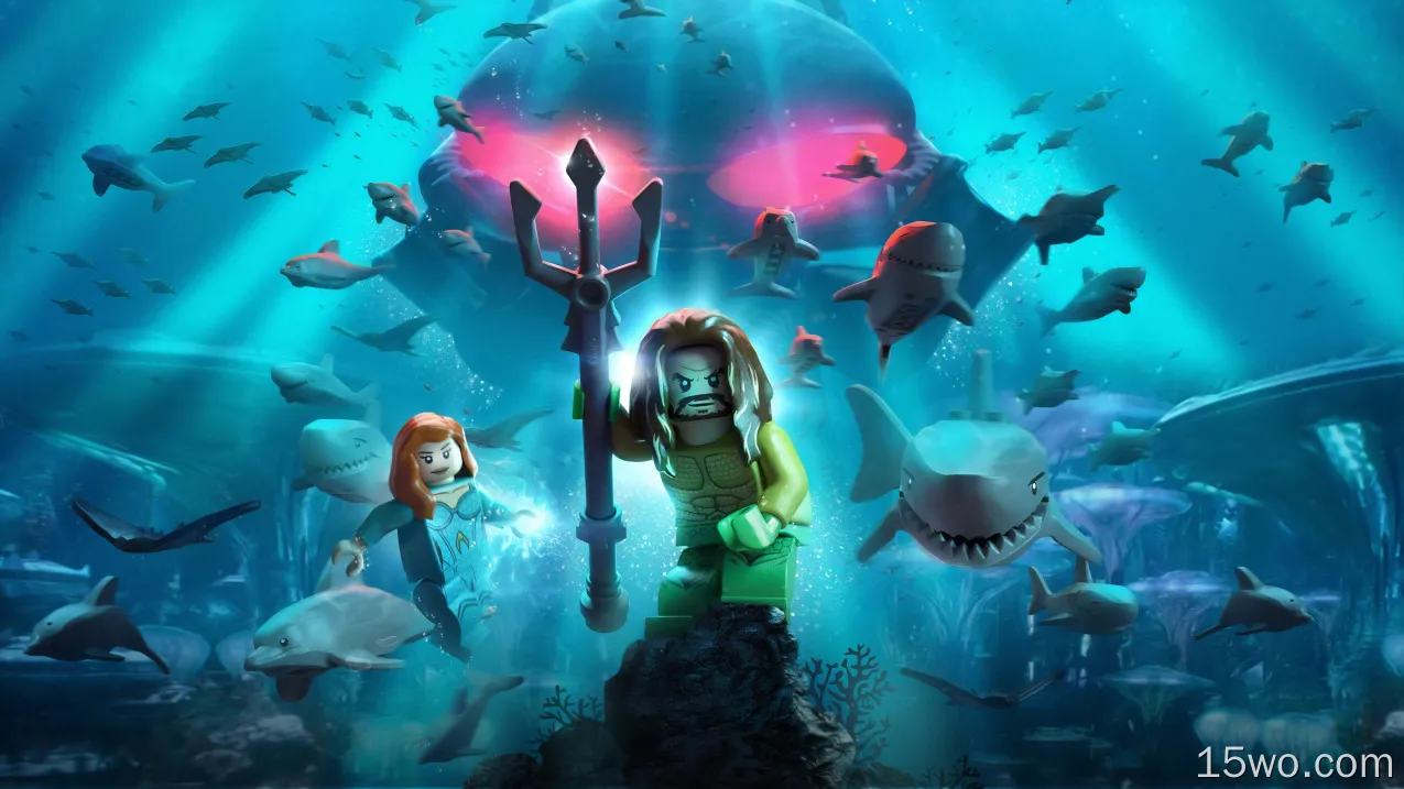 电子游戏 Lego DC Super-Villains 乐高 Underwater 鲨鱼 海王 Mera 高清壁纸