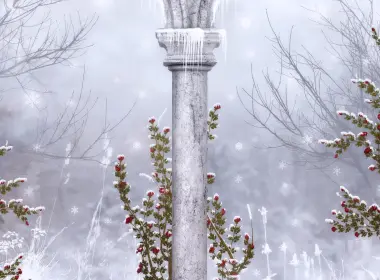 艺术 冬季 Red Flower Columns 白色 花 玫瑰 高清壁纸 3840x2160