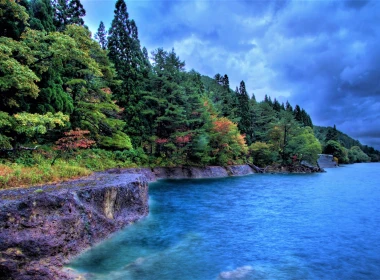 自然 海岸 地球 湖泊 蓝色 云 树 秋季 Foliage 高清壁纸 3840x2160