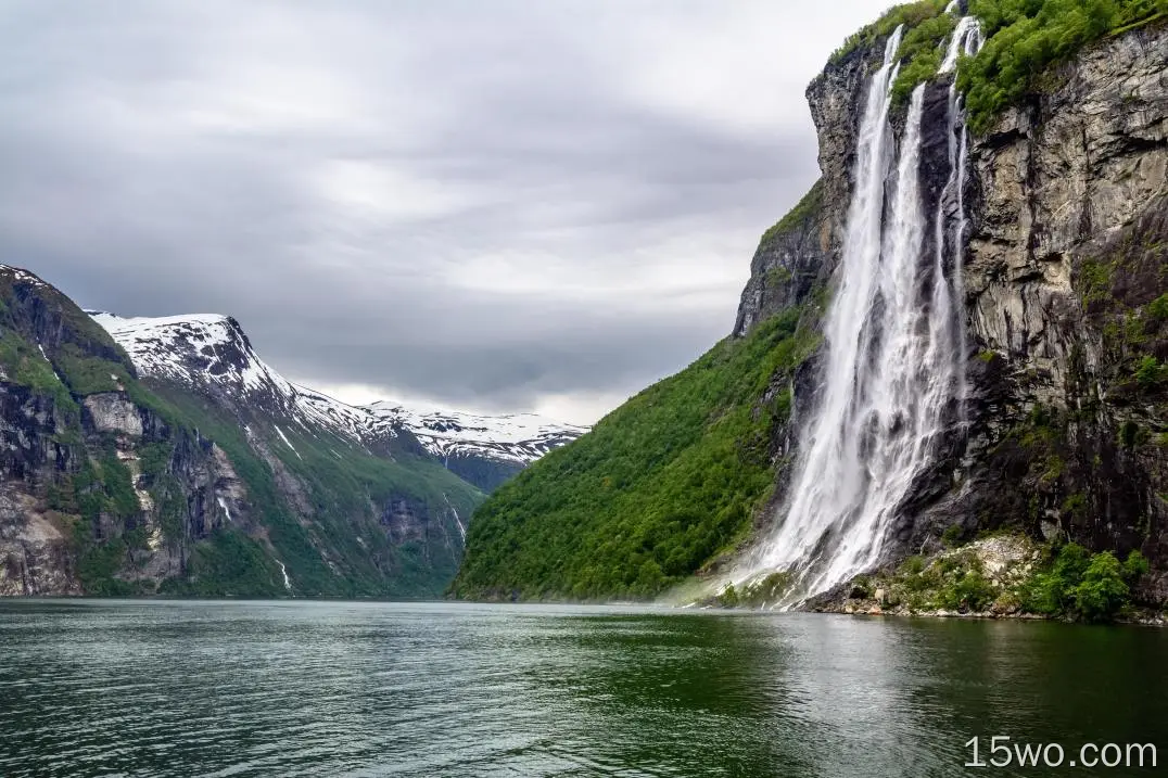 自然 瀑布 大自然 山 挪威 Fjord 高清壁纸
