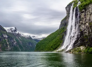 自然 瀑布 大自然 山 挪威 Fjord 高清壁纸 6000x4000