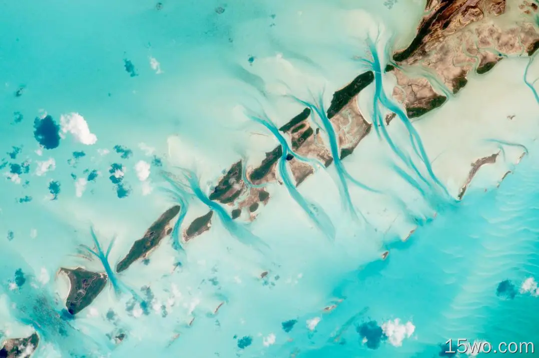 自然 太空俯瞰 Great Exuma Island Bahamas 高清壁纸