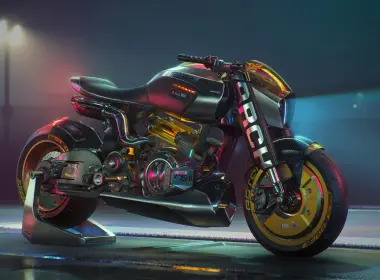赛博朋克2077，未来摩托车，拱门nazare，科幻游戏，侧视 2560x1440