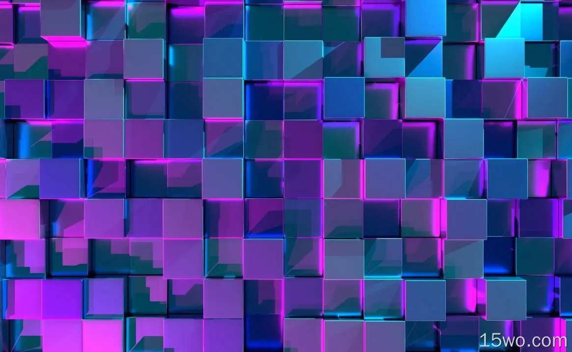 抽象 立方体 素材 蓝色 紫色 几何 艺术 数字艺术 高清壁纸