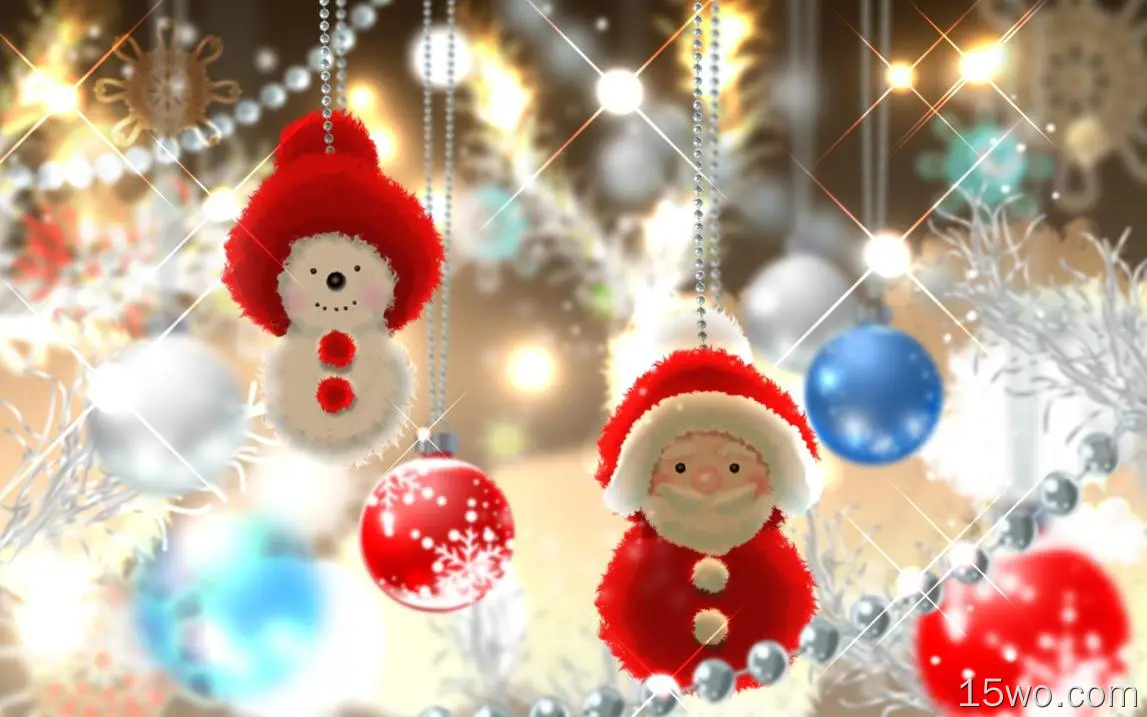 节日 圣诞节 Christmas Ornaments Santa 雪人 高清壁纸
