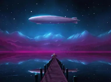 艺术 Lake 湖泊 码头 大自然 Zeppelin 夜晚 山 倒影 高清壁纸 3840x2561