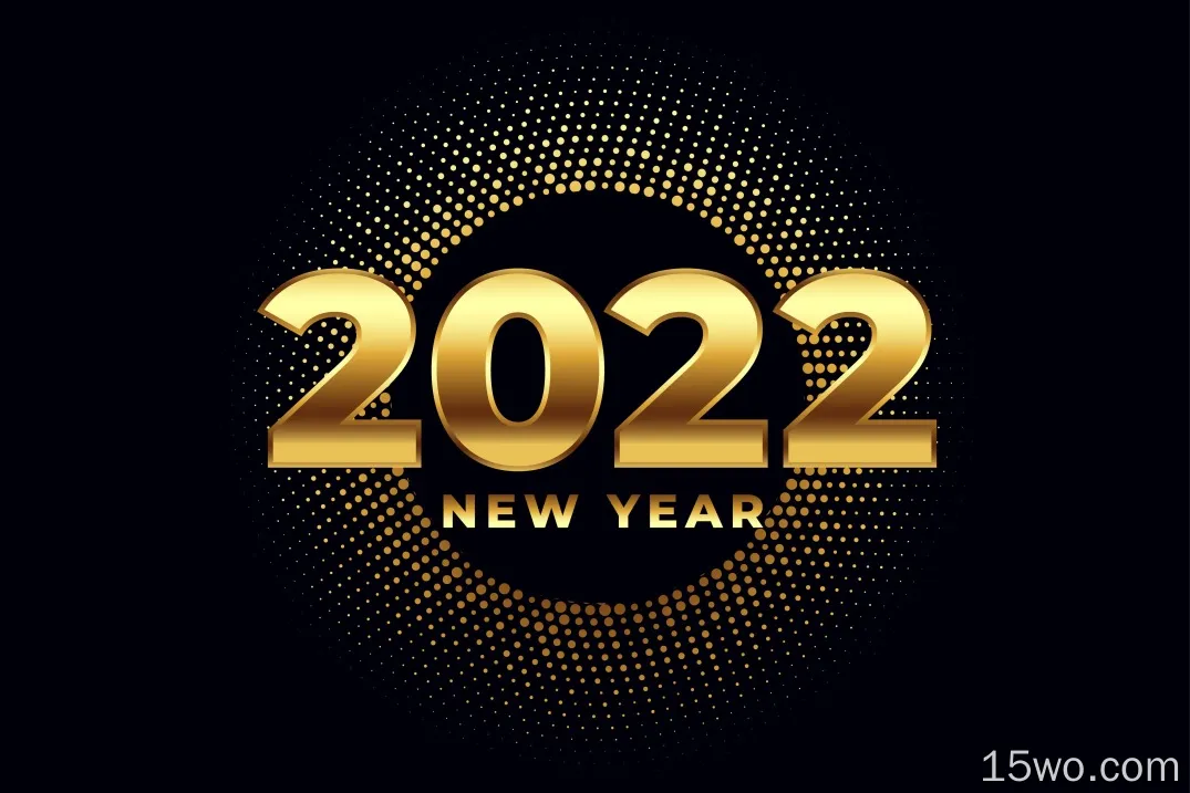 黑色背景，金色的2022新年创意文字壁纸图片