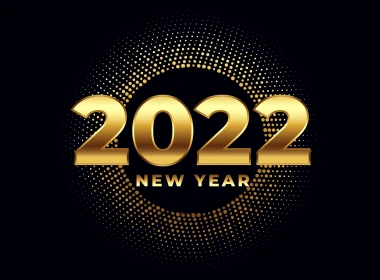 黑色背景，金色的2022新年创意文字壁纸图片 4000x2667