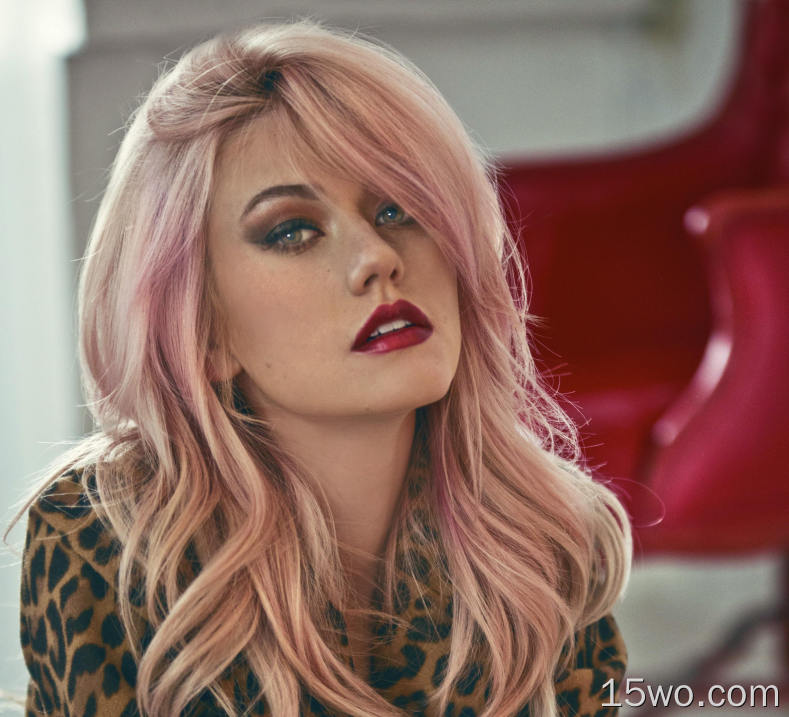 名人 凯瑟琳·麦克纳马拉 女演员 美国 American Actress Pink Hair Lipstick Blonde 面容 高清壁纸