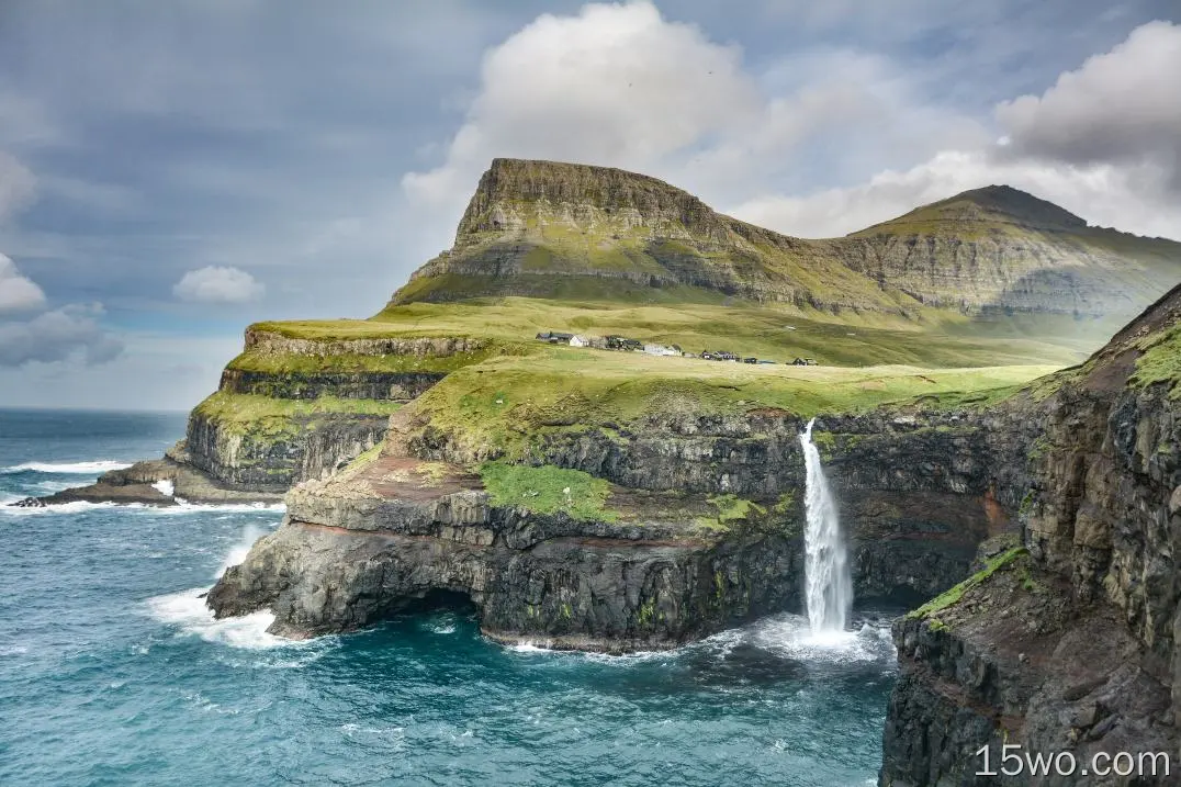 Mlafossur,瀑布,冰岛,性质,悬崖,自然景观,壁纸,6000x4000