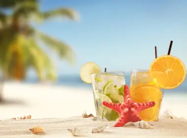 夏天 沙滩 橙汁 果汁 5616x3744