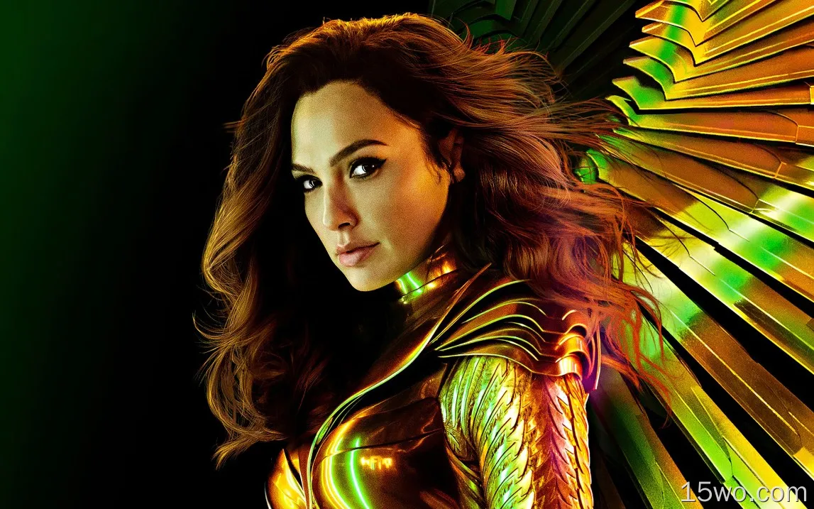 穿金色带翅膀的盔甲的神奇女侠人像海报高清电脑壁纸