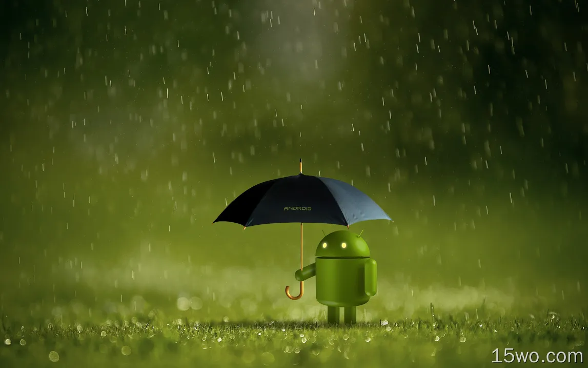 技术 安卓 Android 机器人 伞 高清壁纸