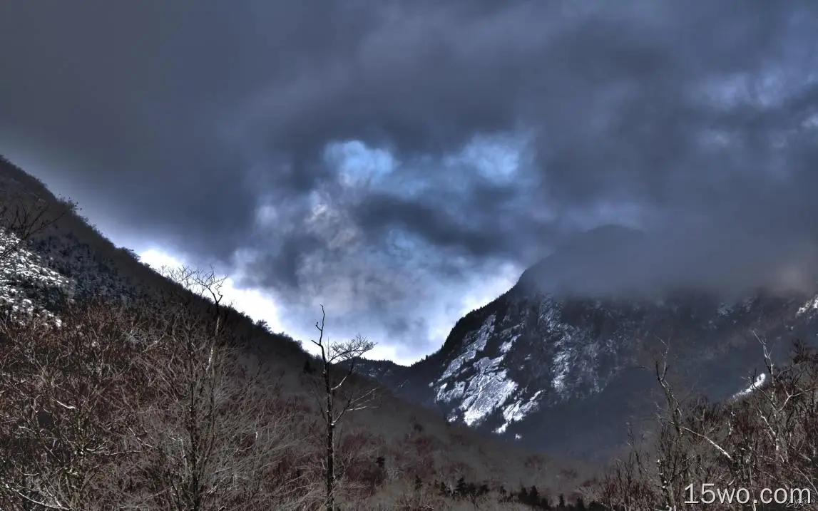 自然 山 Shrouded Low Clouds 冬季 高清壁纸