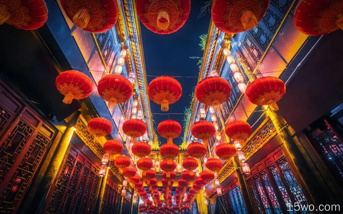 中国，节日，灯笼，装饰，灯光，天空
