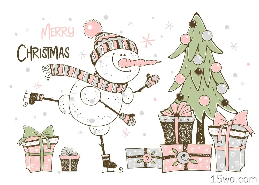 节日 圣诞节 Christmas Tree 雪人 礼物 高清壁纸