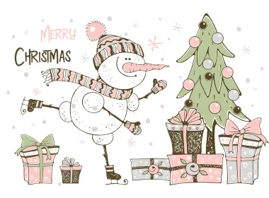 节日 圣诞节 Christmas Tree 雪人 礼物 高清壁纸 6981x5000
