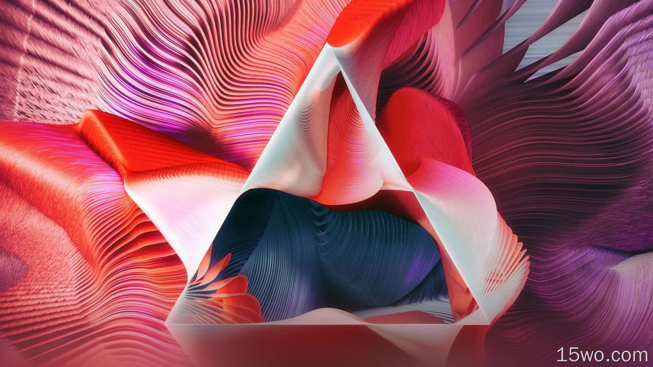 抽象 曲线 3D 螺旋 漩涡 Colorful 三角形 高清壁纸