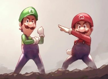 Mario,Luigi,Mario Bros.,simple background,hat,looking at viewer,moustache,gloves 3840x2160