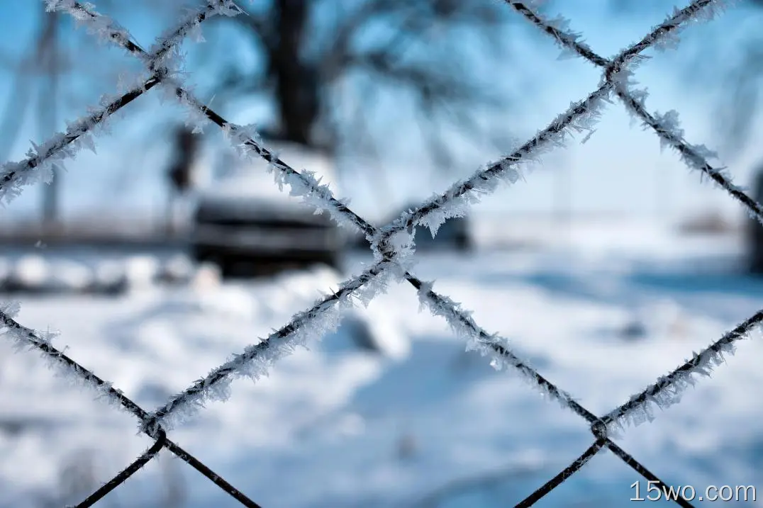 栅栏、霜冻、模糊、微距、摄影、雪、风景