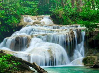 自然 瀑布 地球 泰国 森林 绿色 高清壁纸 6000x4800