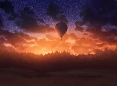 日出天空森林气球 3840x2400