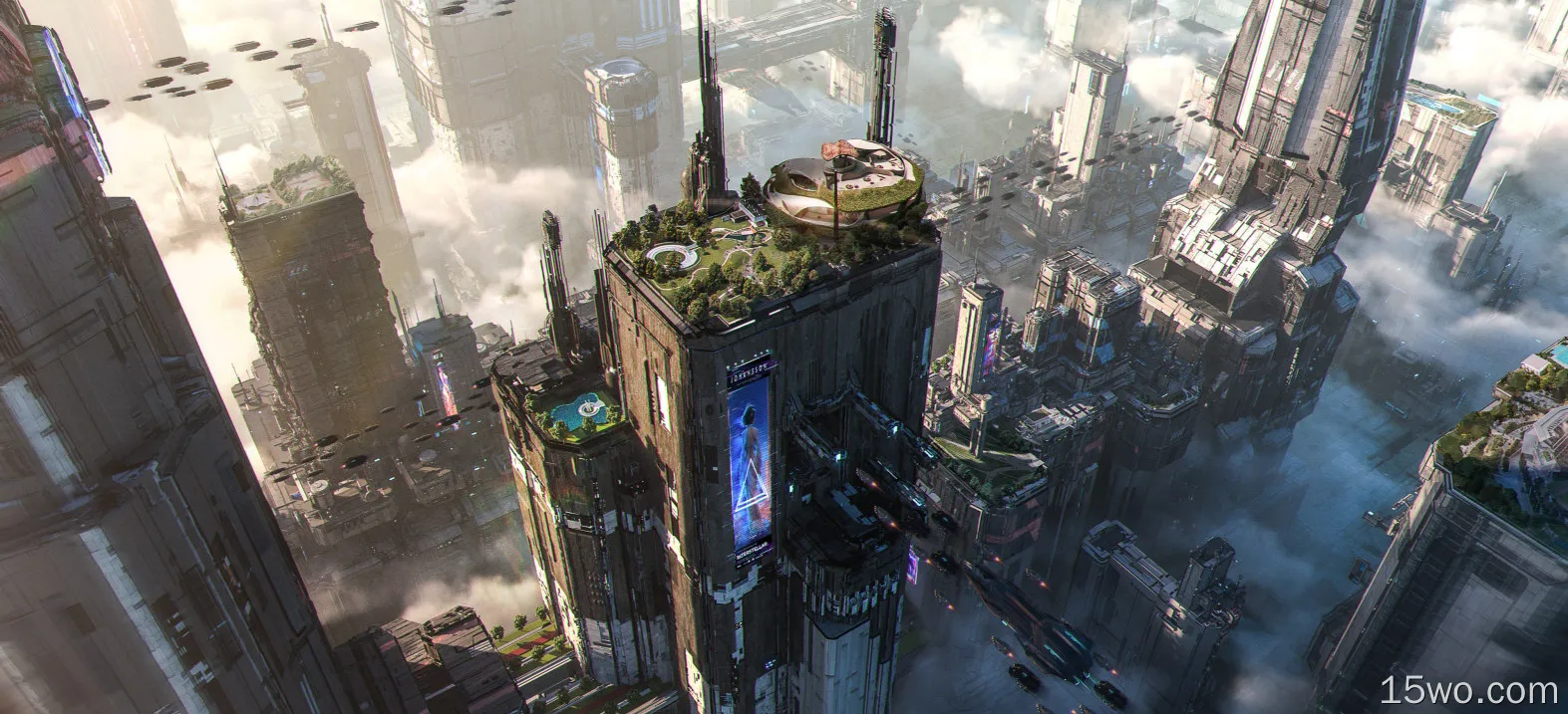 4K,ultrawide,cyberpunk,city,futuristic,cityscape,building,skyscraper