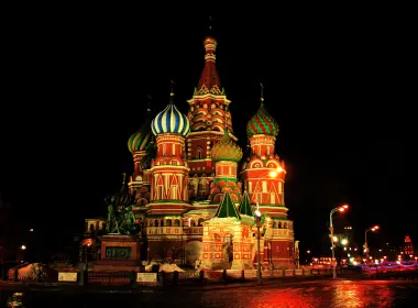 宗教 Saint Basil's Cathedral 大教堂 Religious 莫斯科 俄罗斯 夜晚 Colorful Dome 高清壁纸 3750x2500