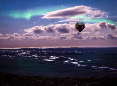 座驾 热气球 交通工具 海洋 云 天空 暮光之城 日落 紫色 Sea 星空 Horizon 高清壁纸 5362x3575