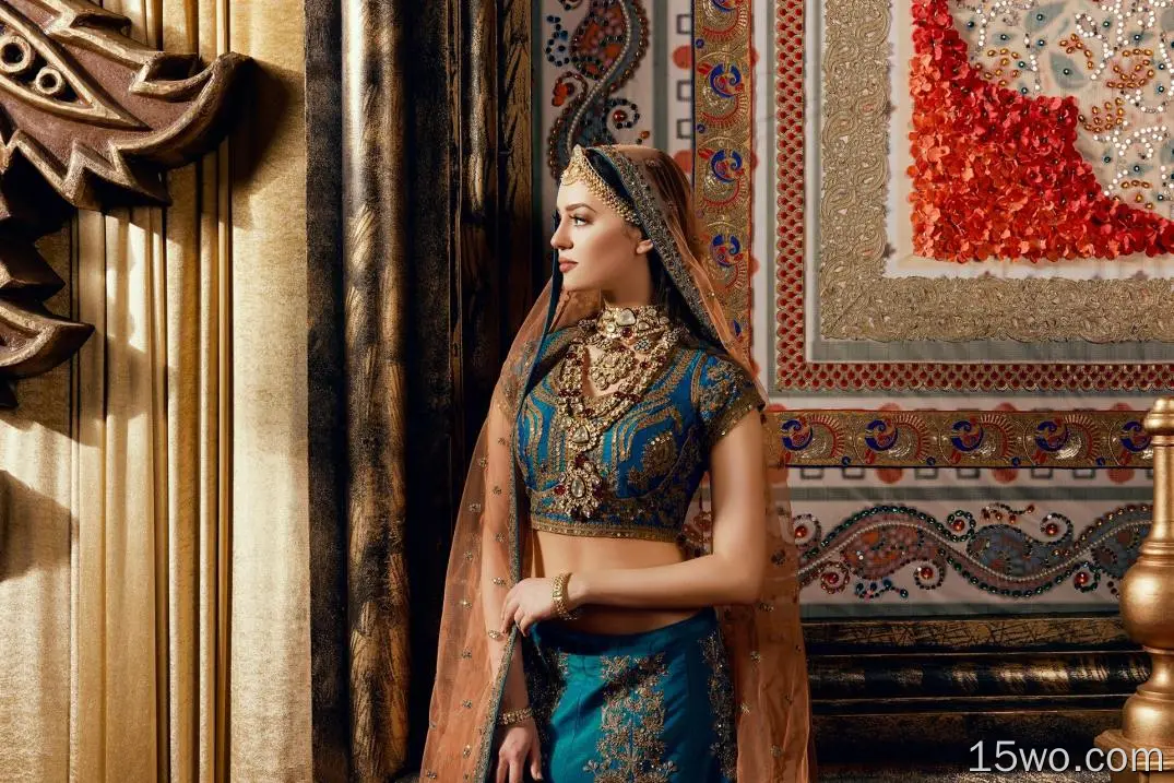 女性 模特 女孩 印第安 首饰 Necklace 高清壁纸
