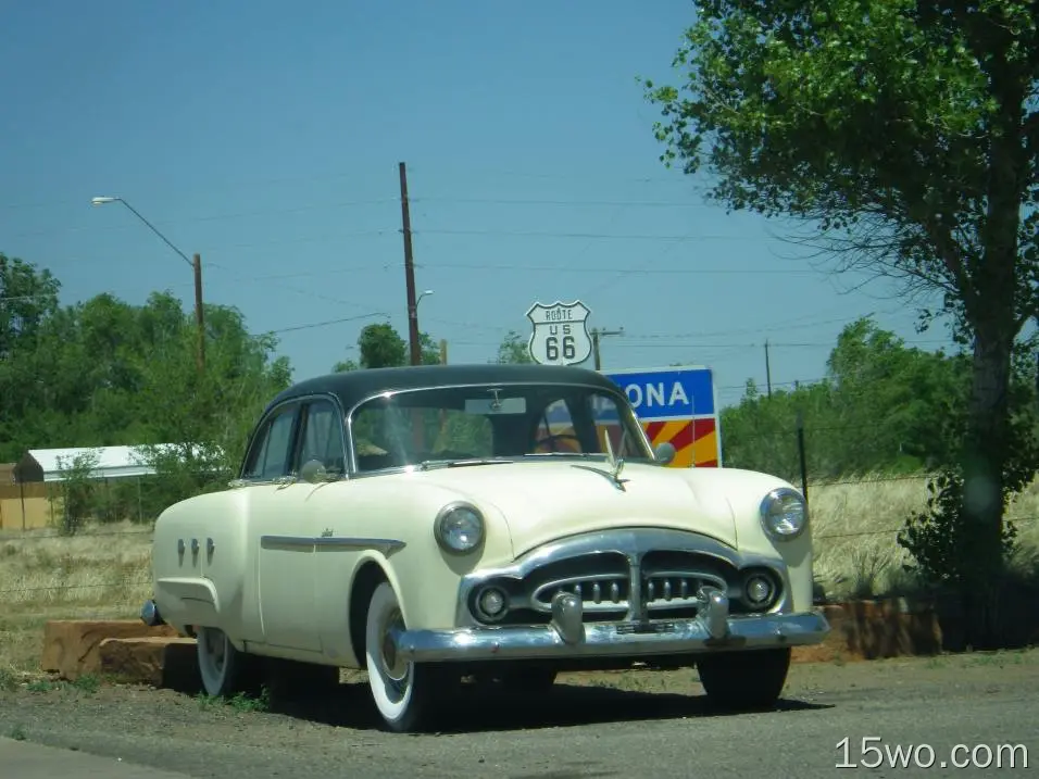座驾 Packard 200 Sedan 帕卡德 Vintage Car Old Car White Car 汽车 Route 66 Arizona 高清壁纸
