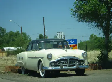 座驾 Packard 200 Sedan 帕卡德 Vintage Car Old Car White Car 汽车 Route 66 Arizona 高清壁纸 4288x3216