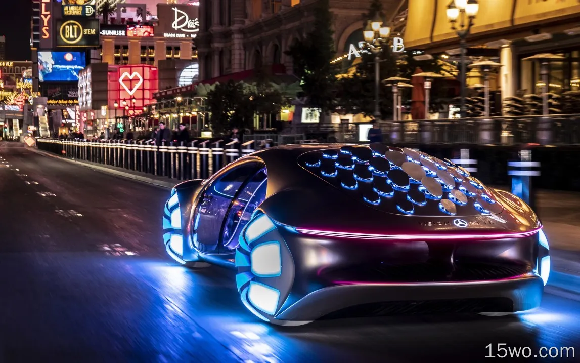 行驶在街上的科幻未来悬浮汽车帅气桌面壁纸