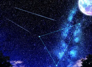 动漫 原创 Starry Sky Shooting Star 三角形 月亮 高清壁纸 2894x1959