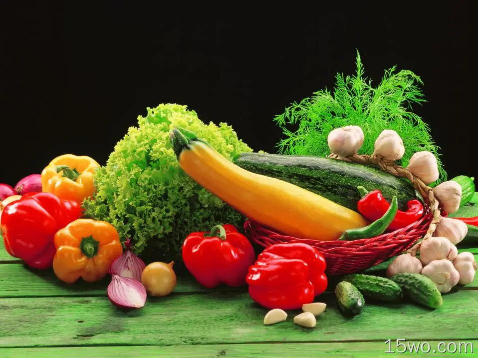 食物 蔬菜 Vegetable 辣椒 Garlic Cucumber Lettuce 静物 高清壁纸
