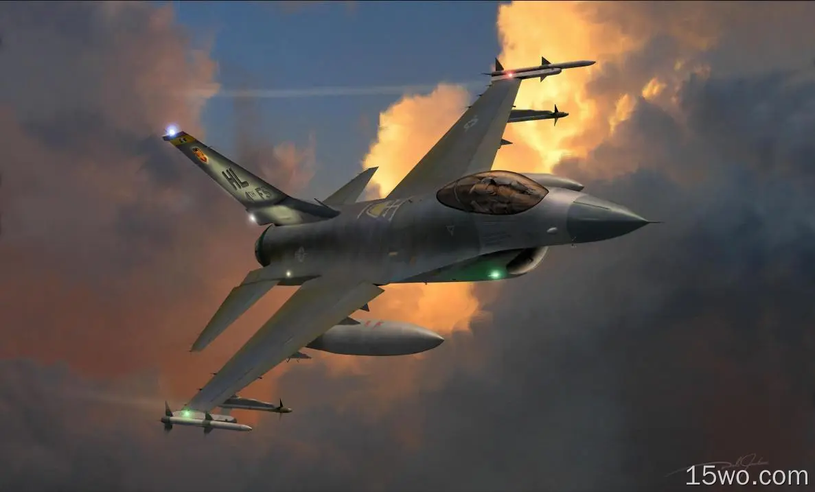军事 F-16战斗机 喷射战斗机 喷气式战斗机 飞机 Warplane 艺术 高清壁纸