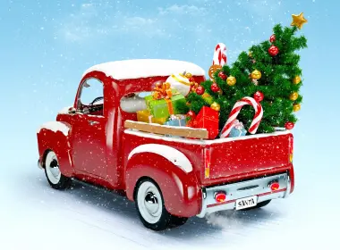 节日 圣诞节 Christmas Tree Van 高清壁纸 3600x2705